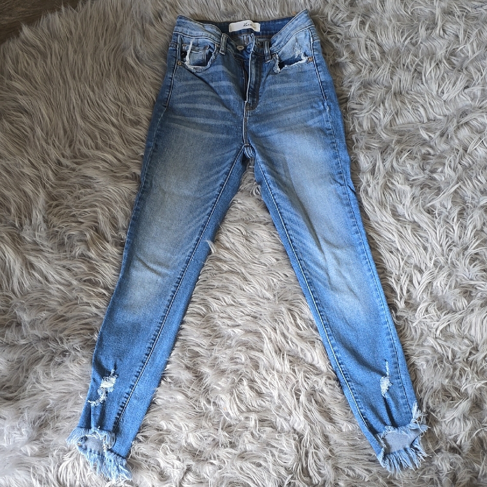 KanCan Light Blue Distressed Ankle Jeans